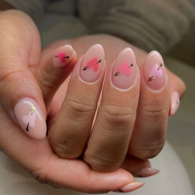 Valentine’s Day Nails That We Heart It — Arrow in Pink Heart Nails