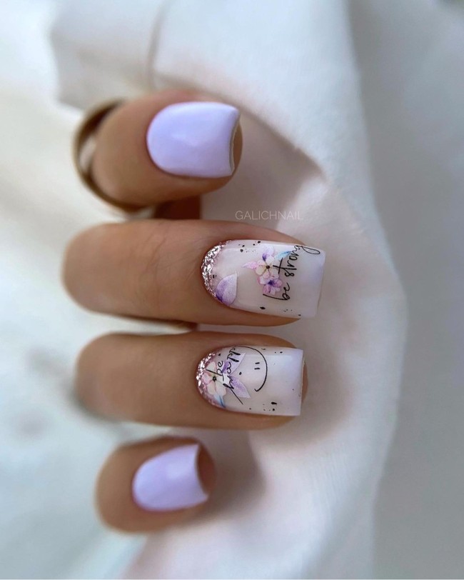 45 Ways to Wear Spring Nail Designs in 2022 — Soft Lilac Floral Nails