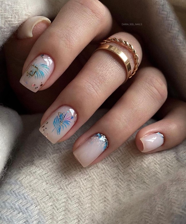 45 Ways to Wear Spring Nail Designs in 2022 — Blue Green Leave Nail Design