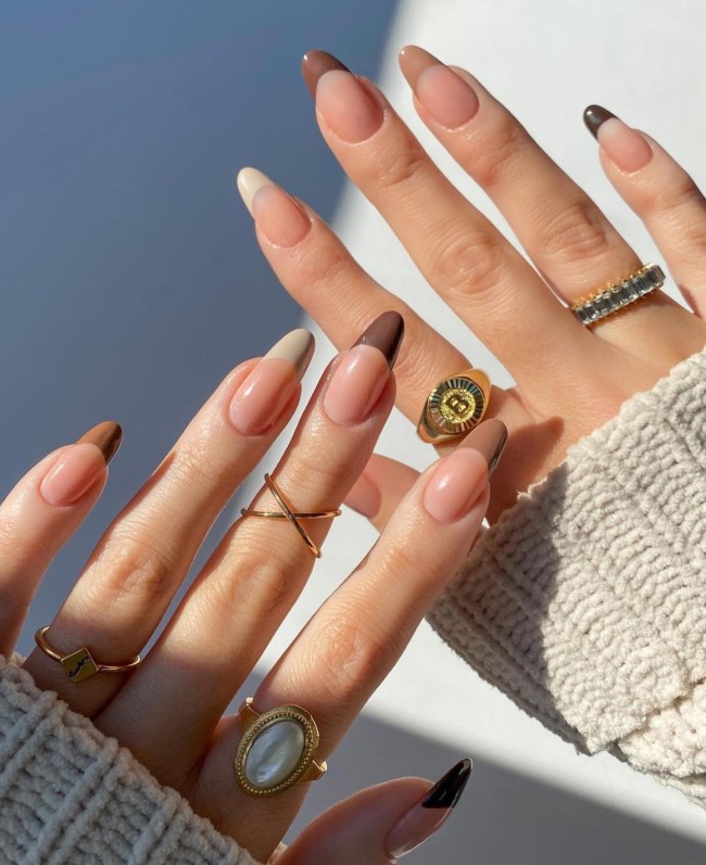 45 Ways to Wear Spring Nail Designs in 2022 — Brown Tone French Tip Nails