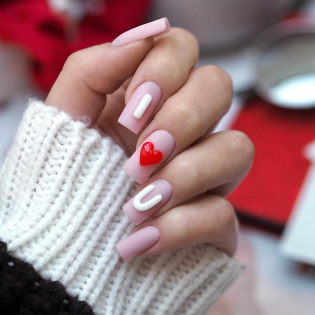 40+Crazy Cute Valentine’s Day Nails — I Love You Nails