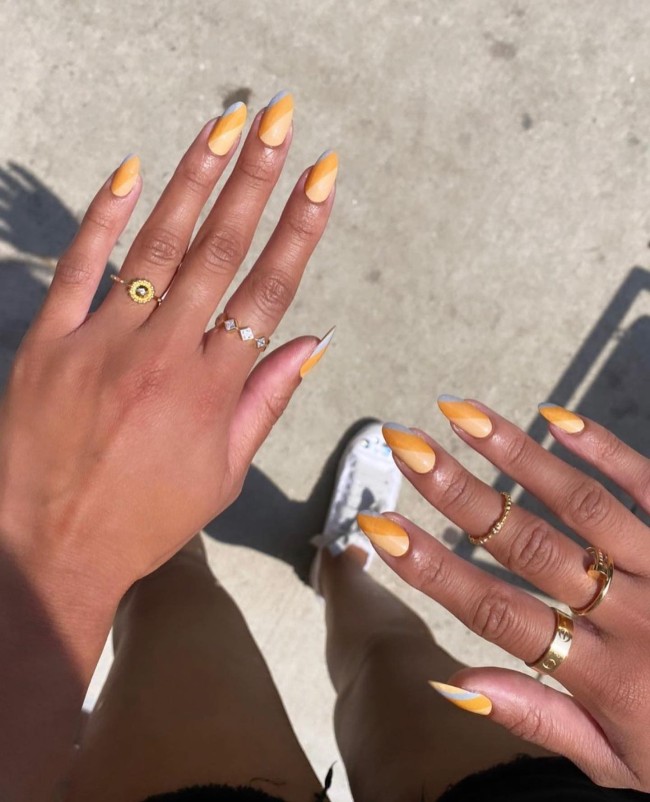 30 Yellow Nail Designs To Spice Up Your Day — Grey & Shades of Yellow Nail Design