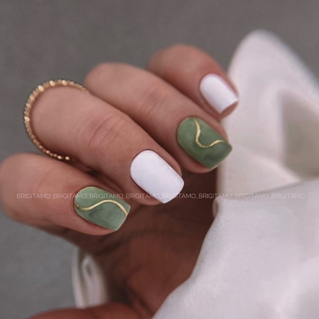 45 Ways to Wear Spring Nail Designs in 2022 — Green & White Matte Nails