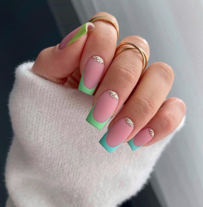 45 Ways to Wear Spring Nail Designs in 2022 — Shades of Green French Nail