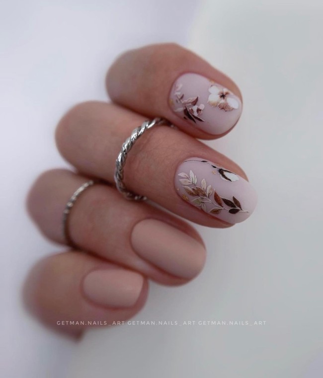 45 Ways to Wear Spring Nail Designs in 2022 — Matte Nude + Floral Nails