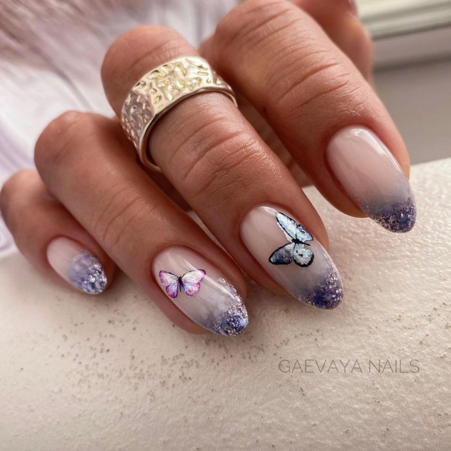 45 Ways to Wear Spring Nail Designs in 2022 — Blue Butterfly & Ombre Tip Nails