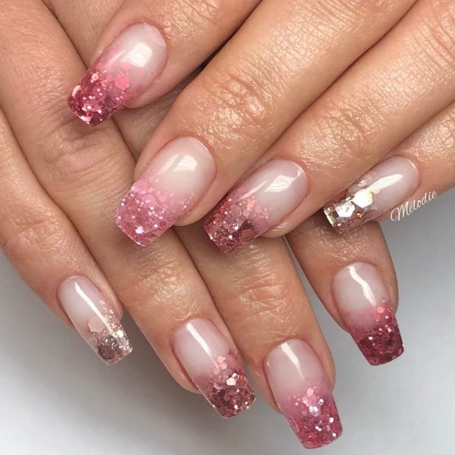 45 Ways to Wear Spring Nail Designs in 2022 — Glitter French Tip Ombre Nails