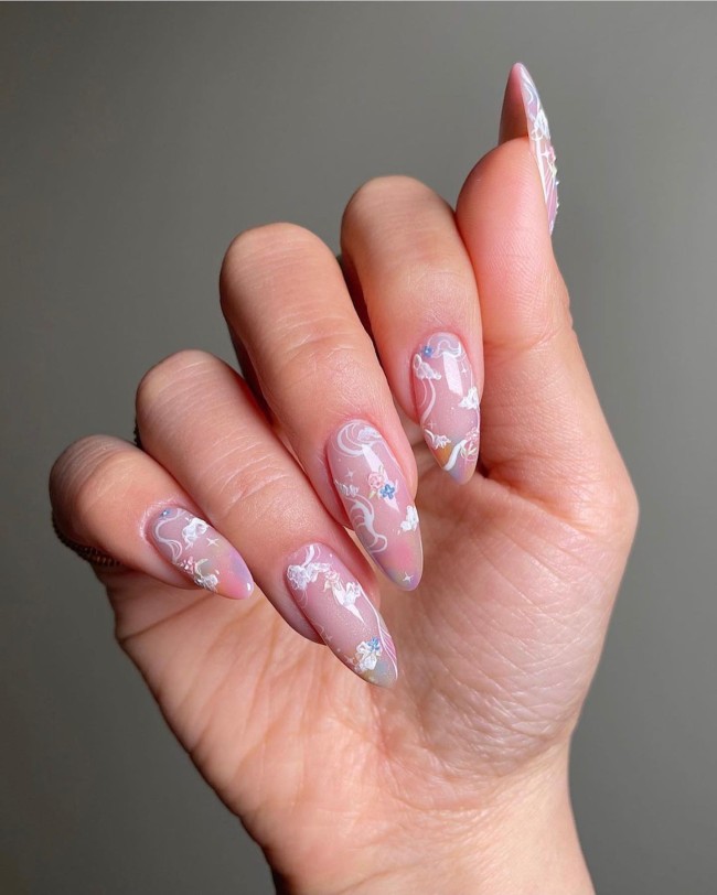 40 Fluffy Cloud Nails 2022 — Angel & Pink Cloud Nails