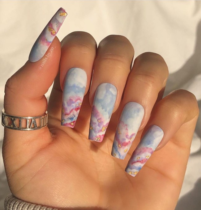 50 Spring Nail Designs 2022 — Acrylic Cloud Coffin Nails