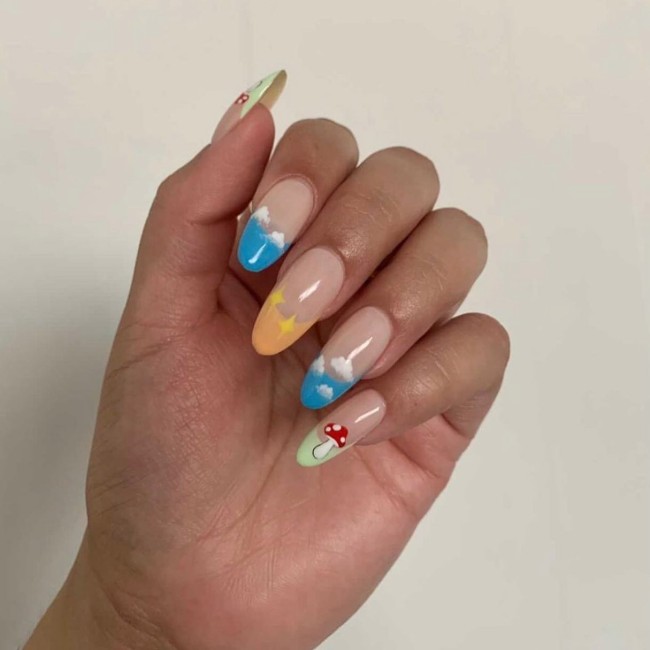 40 Fluffy Cloud Nails 2022 — Mix n Match Cloud Tip Nail Design