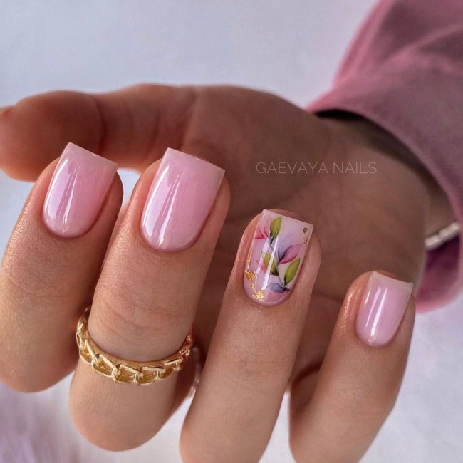 45 Ways to Wear Spring Nail Designs in 2022 — Pink Nail Design with Floral