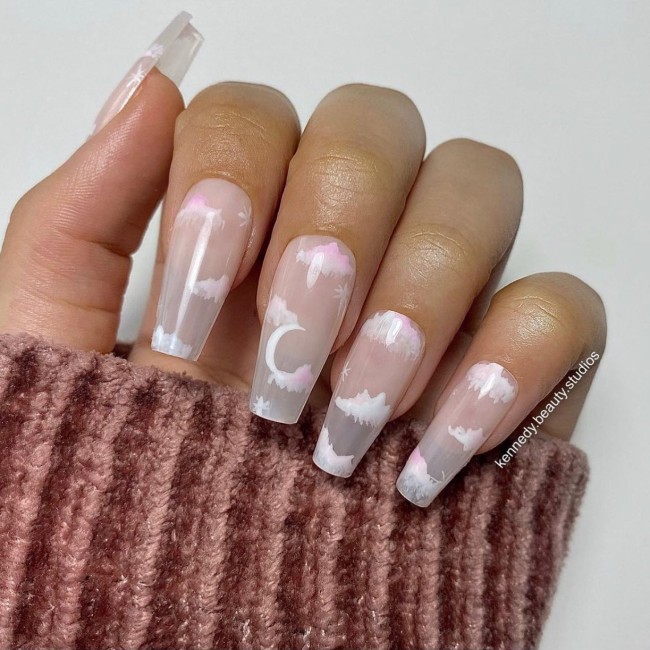 40 Fluffy Cloud Nails 2022 — Acrylic Ombre Cloud Nail Art