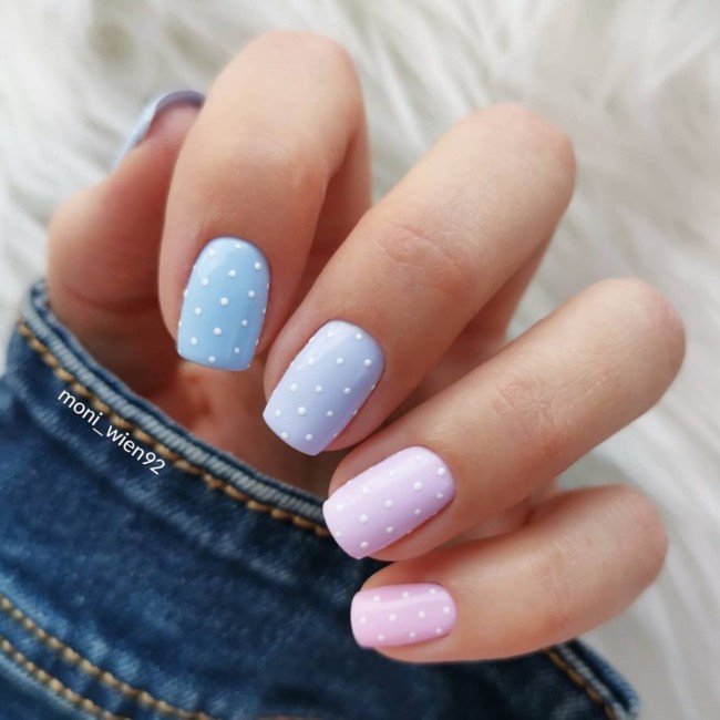 40 Pretty Easter Nails 2022 — Polka Dot Pastel Nails