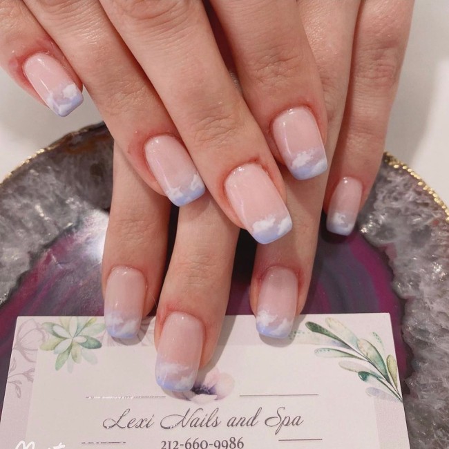 40 Fluffy Cloud Nails 2022 — Cloud Tip Short Nail Design