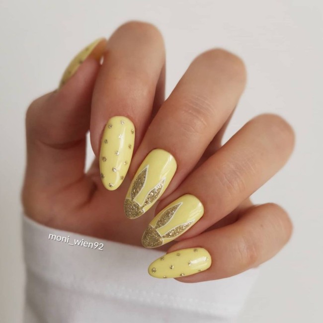 40 Pretty Easter Nails 2022 — Yellow Bunny Nails