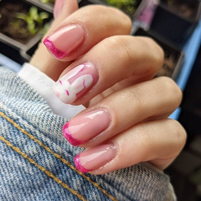 40 Pretty Easter Nails 2022 — Bunny & Pink French Tip Nails