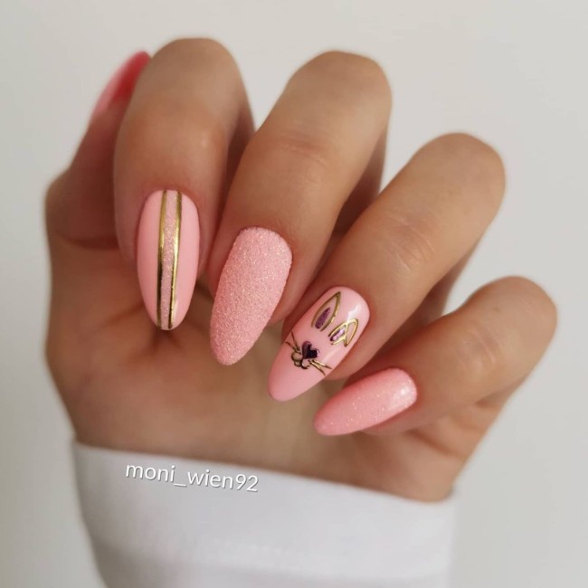 40 Pretty Easter Nails 2022 — Bunny Pink Easter Nail Design