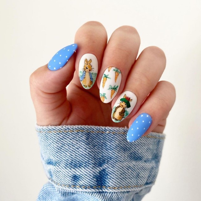 40 Pretty Easter Nails 2022 — Peter Rabbit Inspired Nail Design