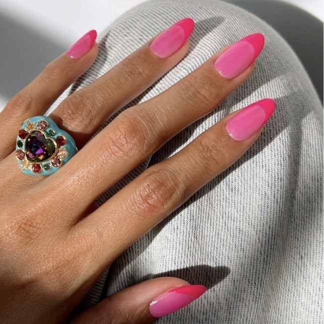 30 The Prettiest & Girly Nail Art Ideas — Pink Nails with Deep Pink Tips