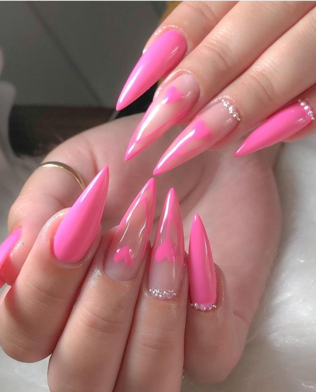 30 The Prettiest & Girly Nail Art Ideas — Barbie Pink Stiletto Nails