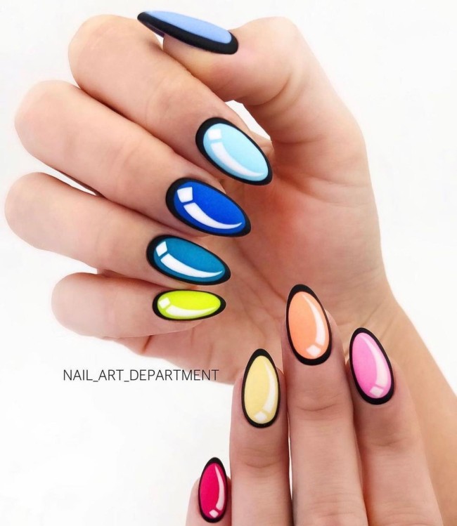 70 Pop Art Nails For A Fun Look — Mix n Match Color Pop Art Nails