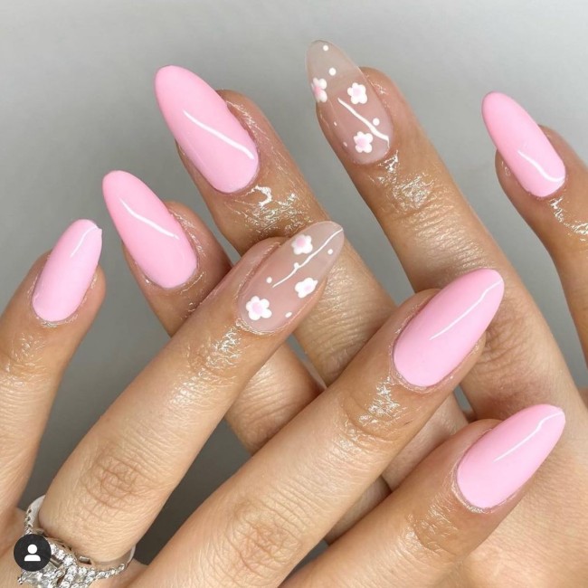 30 The Prettiest & Girly Nail Art Ideas — Baby Pink & Flower Jelly Nails