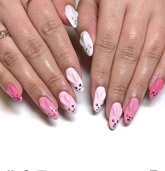 40 Pretty Easter Nails 2022 — Kawaii Bunny Easter Nails