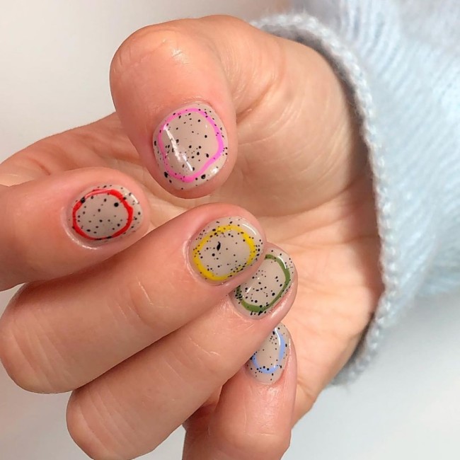 40 Pretty Easter Nails 2022 — Speckled Egg Nails with Colorful Outline