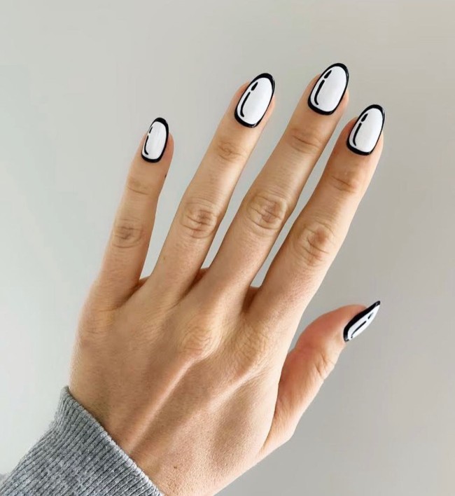 70 Pop Art Nails For A Fun Look — White Pop Art Nails