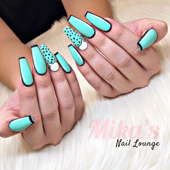 70 Pop Art Nails For A Fun Look — Aqua Pop Art Nails