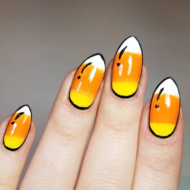 70 Pop Art Nails For A Fun Look — Candy Corn Pop Art Nails