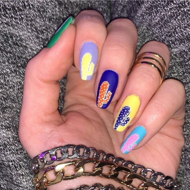 70 Pop Art Nails For A Fun Look — Cactus Pop Art Nails