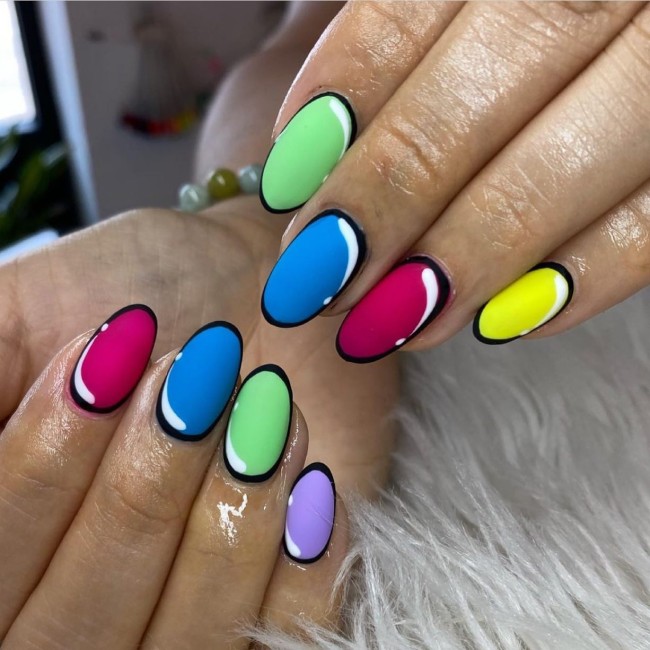 70 Pop Art Nails For A Fun Look — Multi-Colored Pop Art Nails