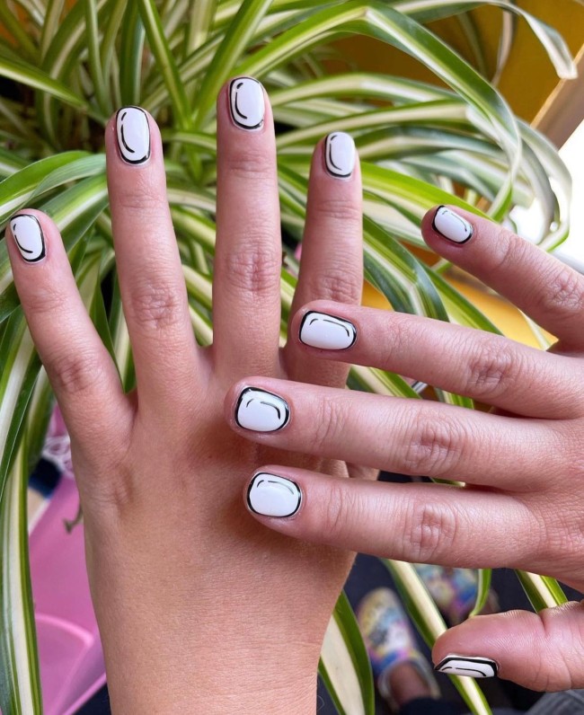 70 Pop Art Nails For A Fun Look — White Pop Art Nails