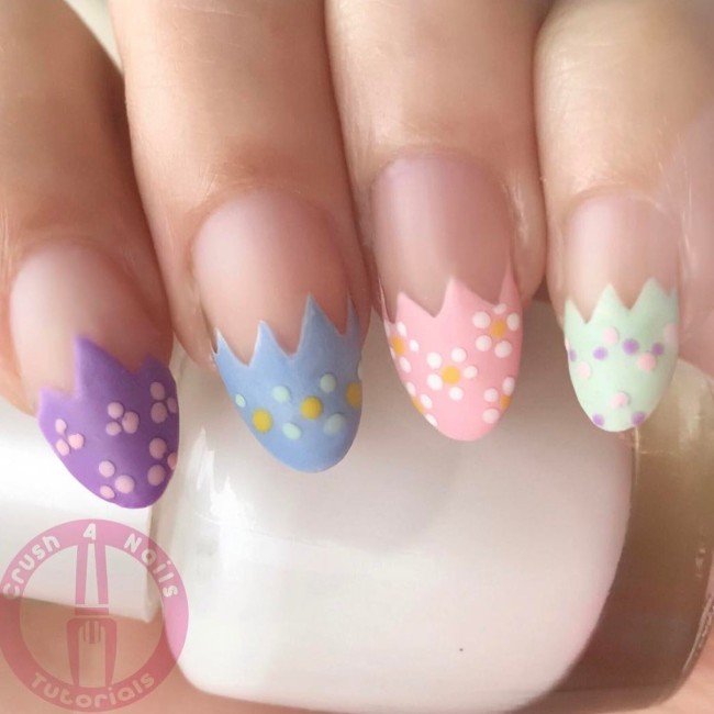 40 Pretty Easter Nails 2022 — Pastel Egg French Tip Nails