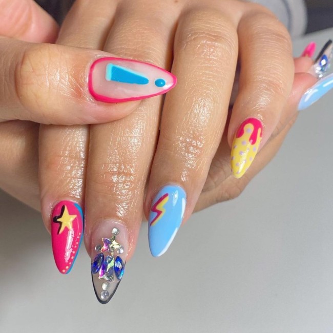 70 Pop Art Nails For A Fun Look — Rhinestones Pop Art Nails