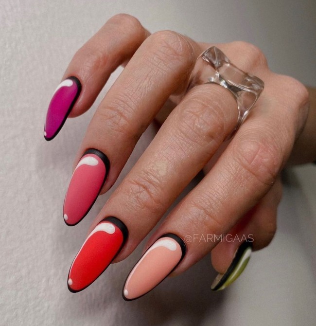 70 Pop Art Nails For A Fun Look — Warm Tone Pop Art Nails