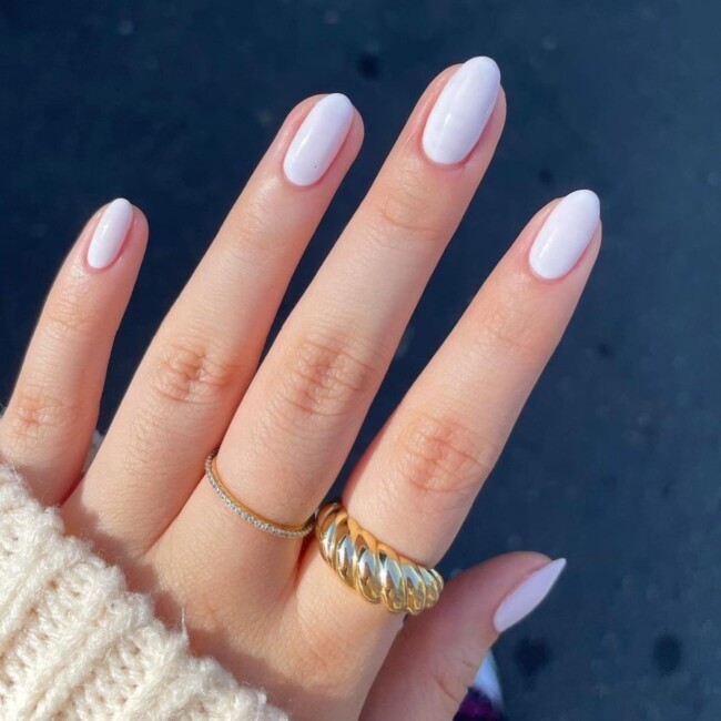 30 White Nail Designs That are Stylish — Almond-Shaped White Nails Design