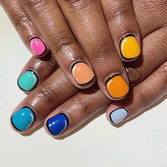 70 Pop Art Nails For A Fun Look — Rainbow Short Nails