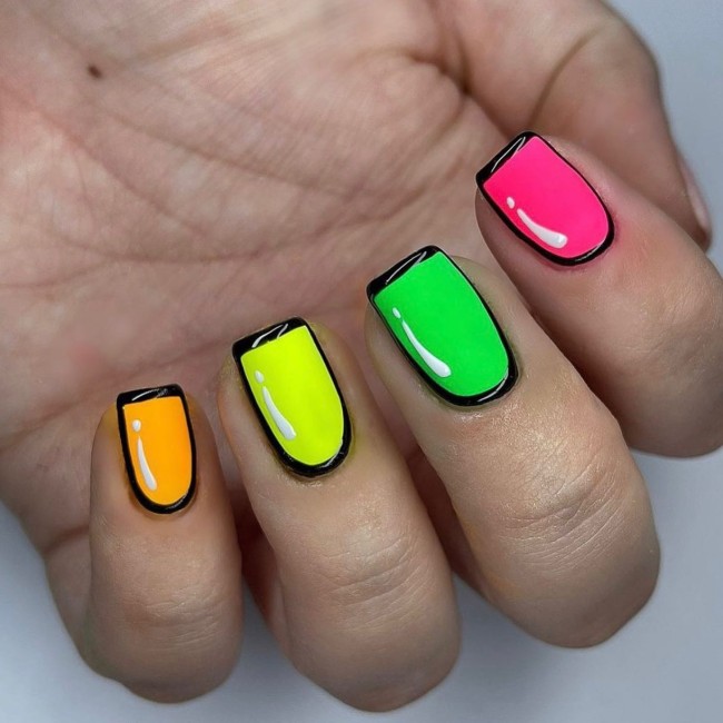 70 Pop Art Nails For A Fun Look — Different Color Pop Art Nails