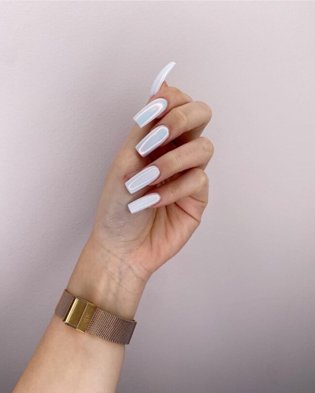 30 White Nail Designs That are Stylish — Chrome White Nails Design