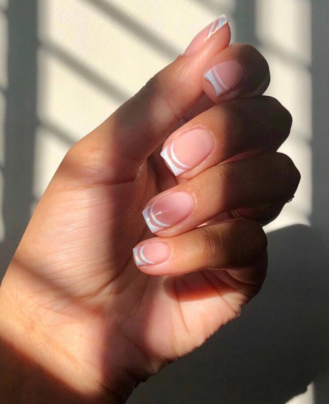 white french tips, double french tips, white double french tips , white french tip nails