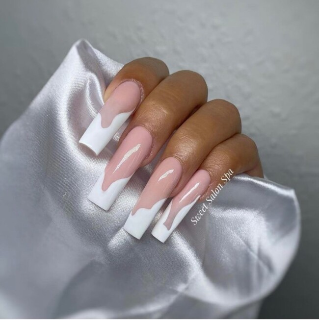 30 White Nail Designs That are Stylish — Abstract White French Nails Design