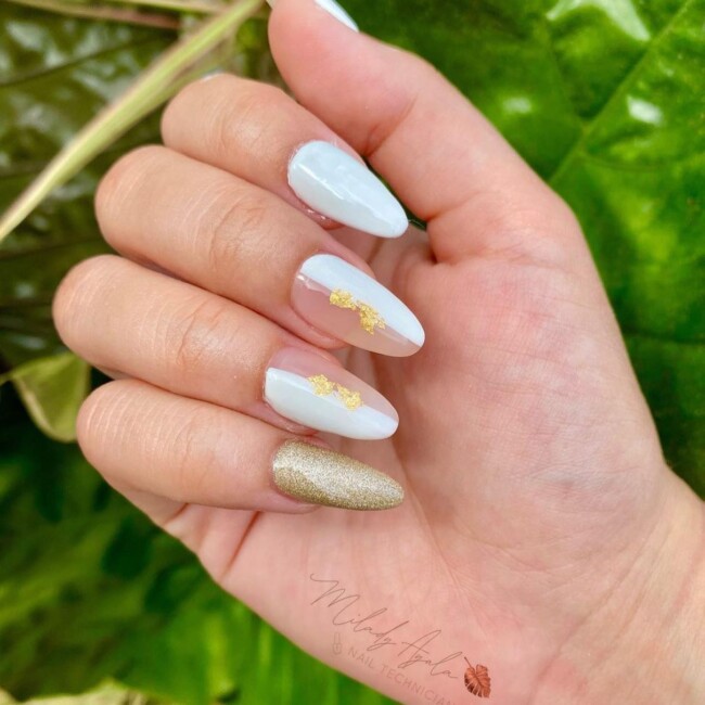 30 White Nail Designs That are Stylish — Half Nude Half White Nails