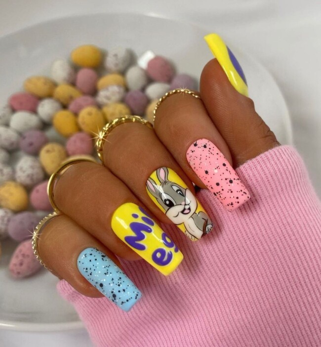 73 Easter Nails That Are Too Cute To Ignore — Bunny & Mini Egg Easter Nail Art