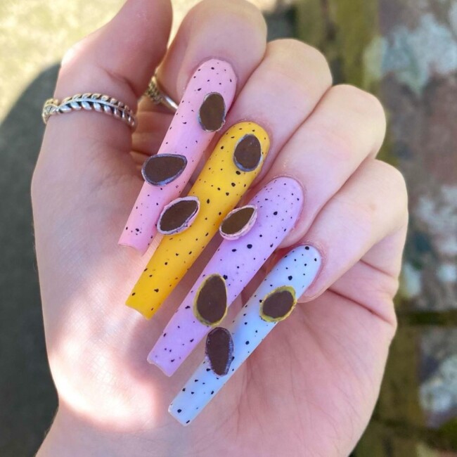 73 Easter Nails That Are Too Cute To Ignore — Speckled Egg Easter Long Nail Art