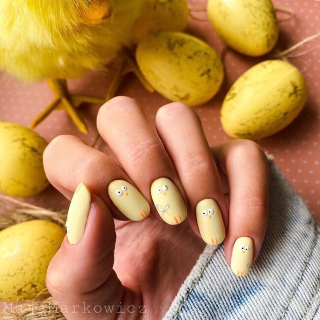 73 Easter Nails That Are Too Cute To Ignore — Yellow Chick Easter Nail Art