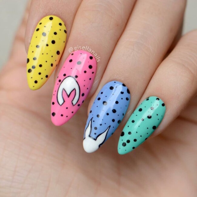 73 Easter Nails That Are Too Cute To Ignore — Bunny Tip Colorful Eggshell Nails