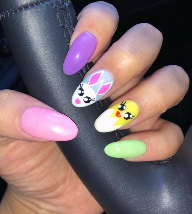 73 Easter Nails That Are Too Cute To Ignore — Bunny & Chick Easter Nail Art