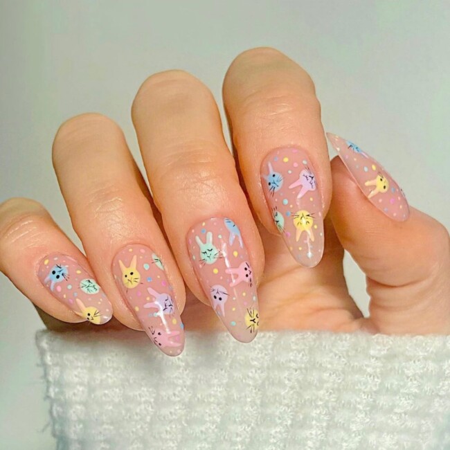 73 Easter Nails That Are Too Cute To Ignore — Pastel Bunny Easter Nail Art